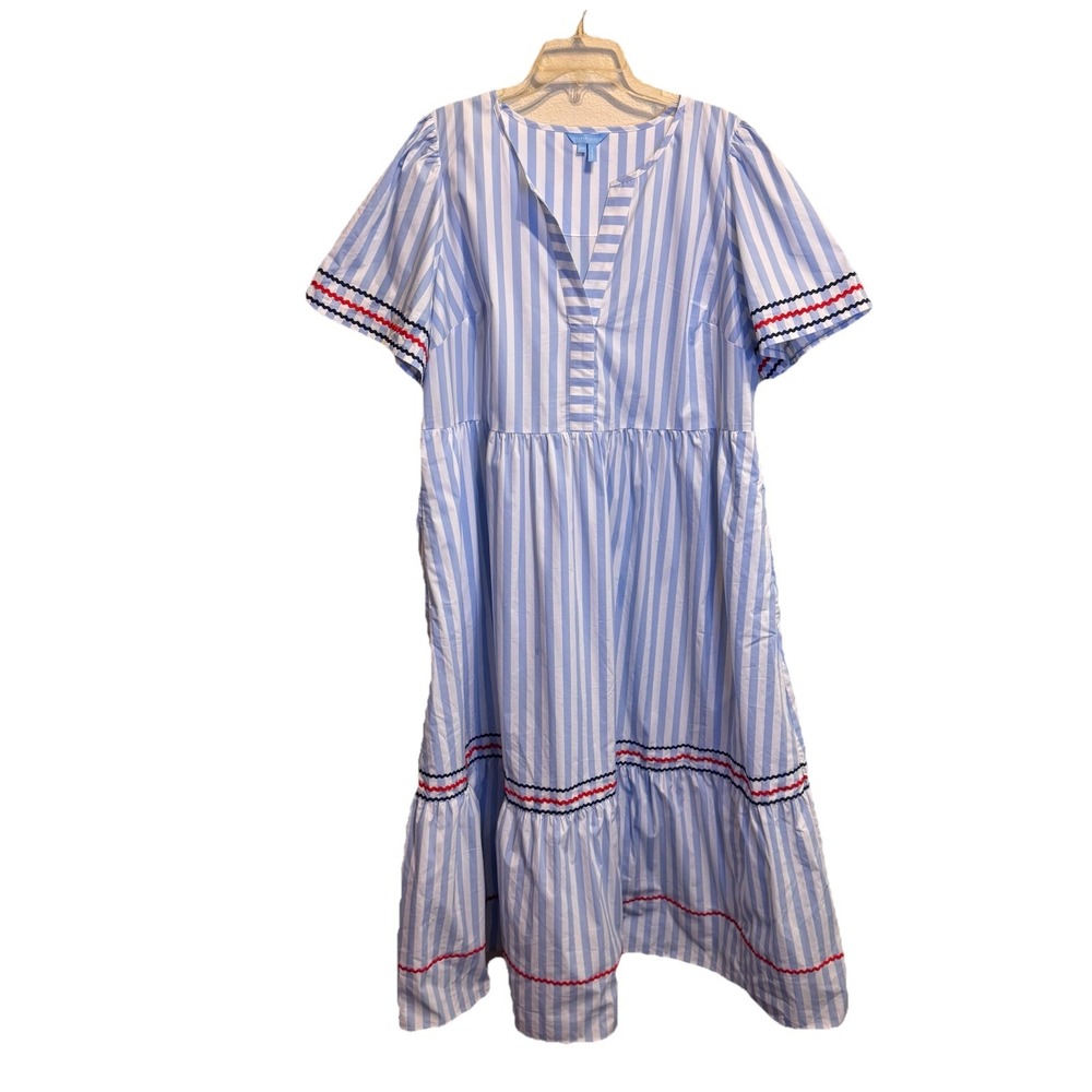 Draper James Blue Striped Midi Dress Katherine Nautical Theme - Picture 2 of 9